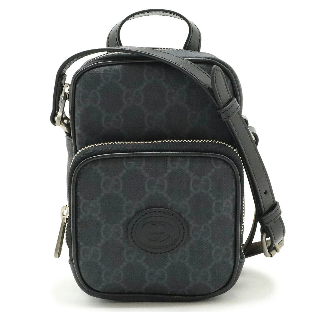 Gucci GG Supreme Interlocking G Crossbody Bag Leather Black